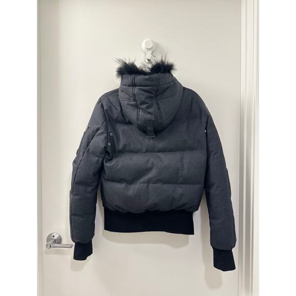The Kooples Gray Down Jacket Lambskin Trim & Fur Hood, Small - Picture 2 of 13